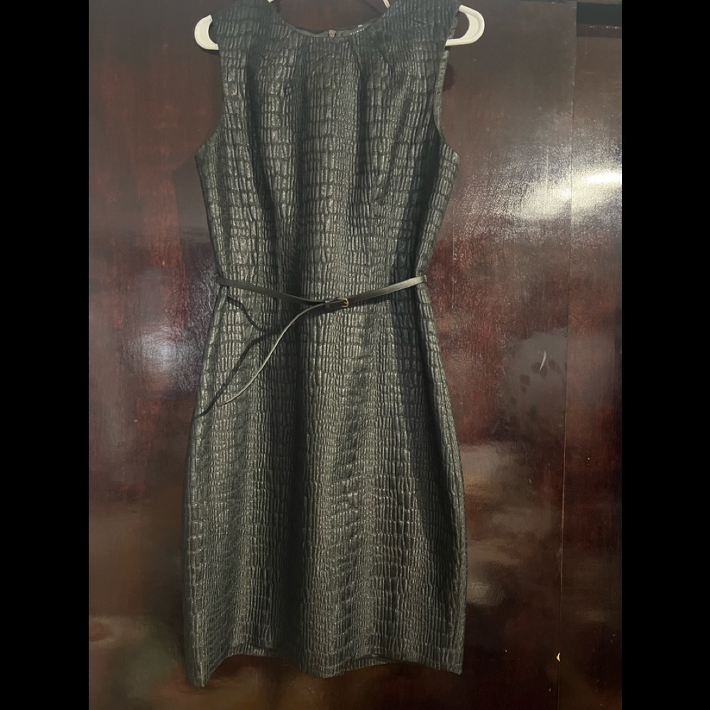 Elite Tahari black embossed dress US10